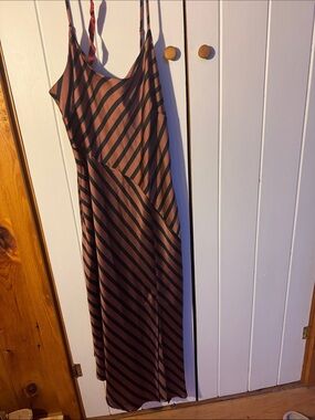 a new day Brown and Black Diagonal Stripe Maxi Slip Dress